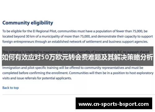 如何有效应对50万欧元转会费难题及其解决策略分析 如何有效应对50万欧元转会费难题及其解决策略分析